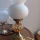Trio lampes à poser style art deco bronze et opaline blanche