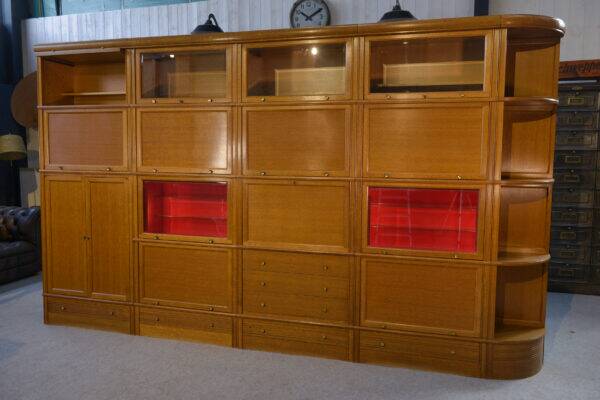 Modular furniture set by Pierre Cruege for Martin Dupuis in light oak, 1960