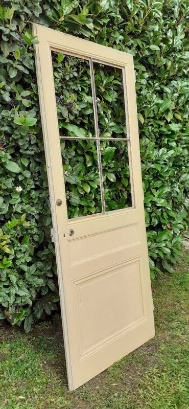 Glass communication door h221.5x90cm old 4 panes without interior glazing