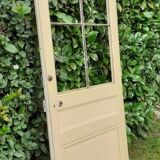 Porte vitrée communication h221,5x90cm ancienne 4 carreaux sans vitrage intérieure