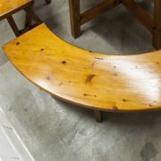 Brutalist ensemble round table 113cm and its 4 rounded stools 1960