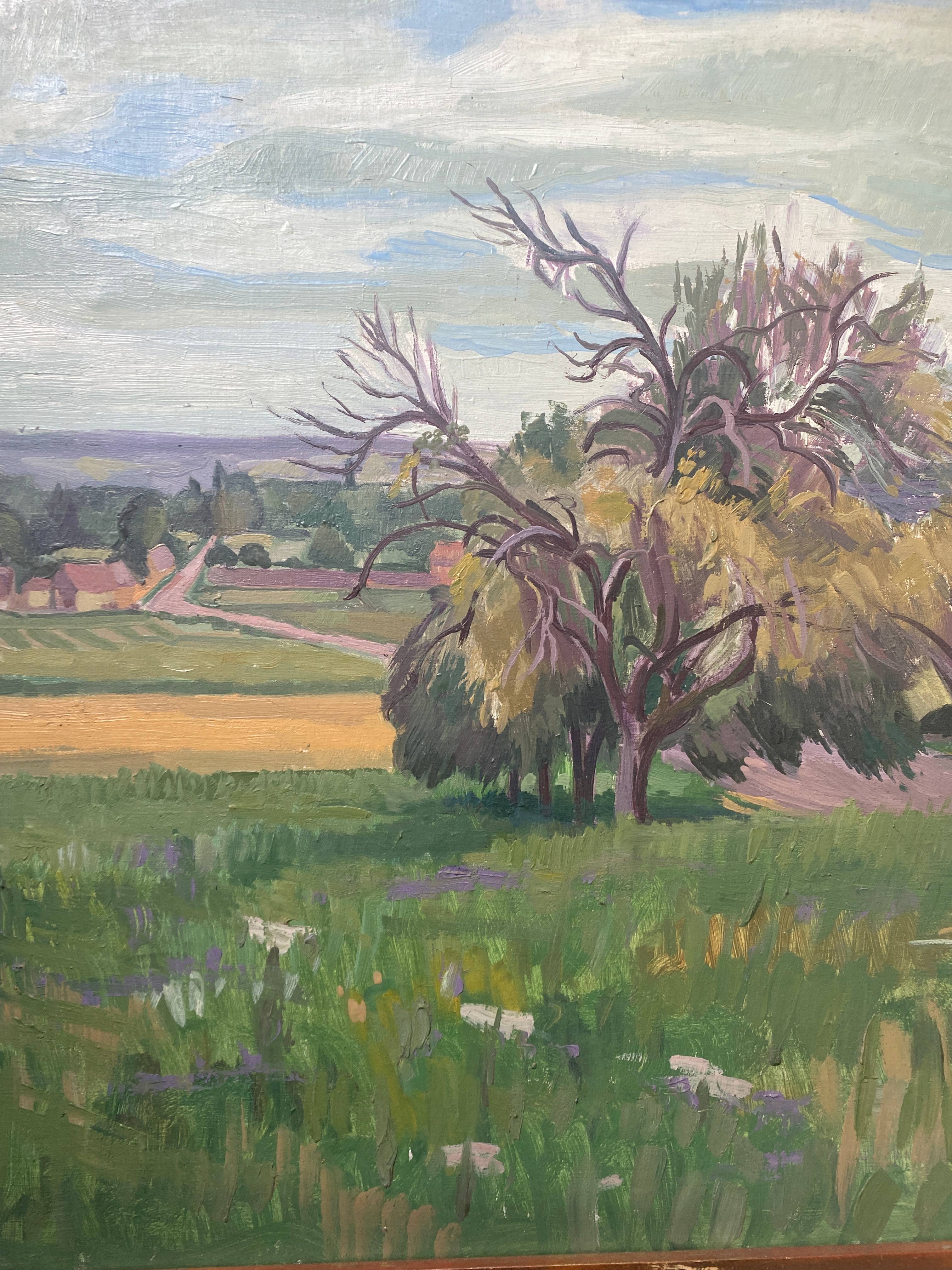 HST painting "Le poirier route d'Evreux" by Léon Gaudeaux (1893 / 1947)