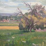 Tableau HST "Le poirier route d'Evreux" par Léon Gaudeaux (1893 / 1947)