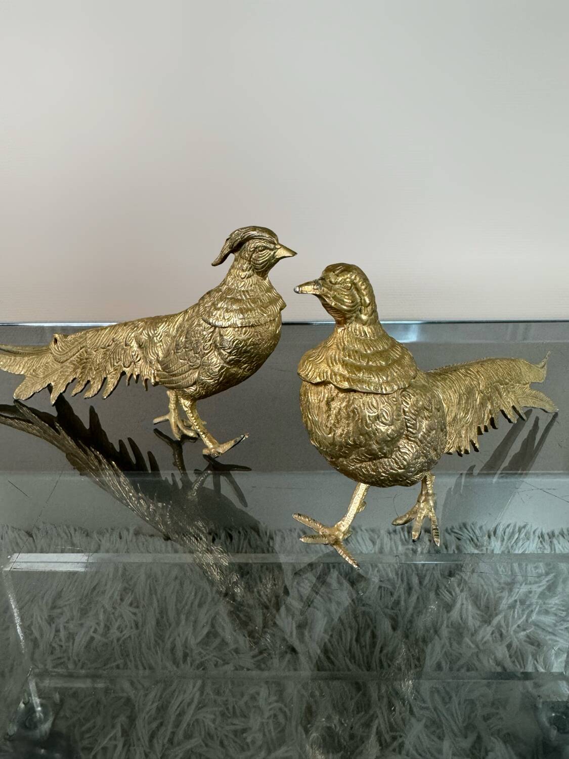 Decorative brass pheasants from the 70s (X2)
