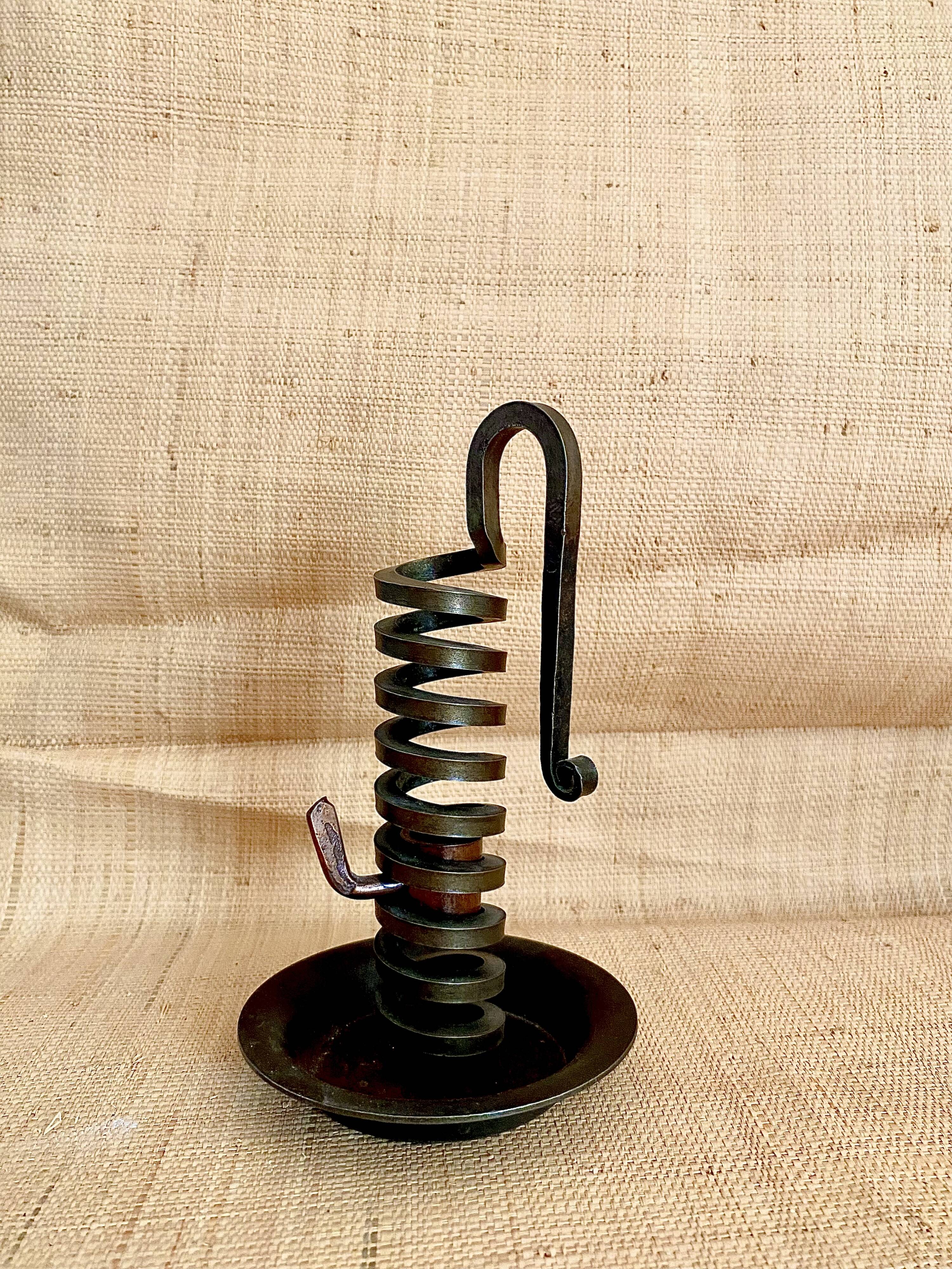 Spiral rat cave candlestick in wrought iron