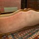 Bed in cherry wood blond carved velvet pink style Louis XV for sleeping 190x140
