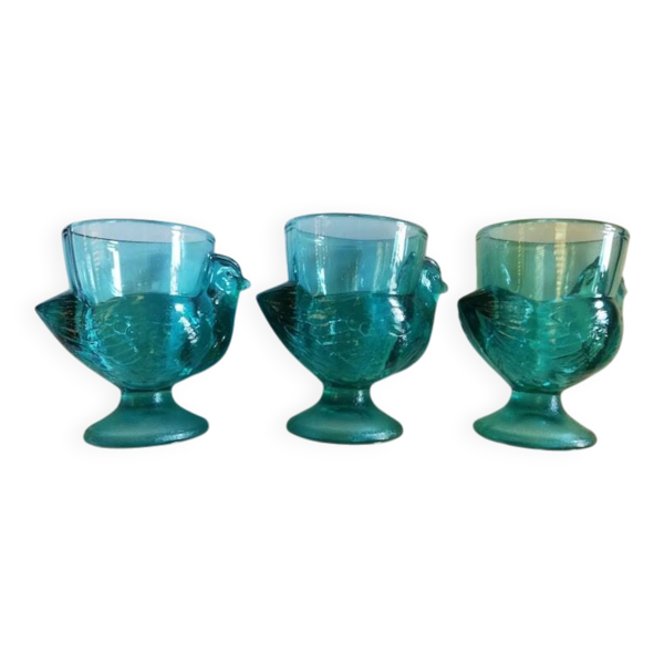 Lot de 3 coquetiers vintage en verre