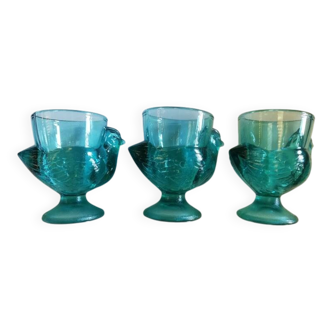 Set of 3 vintage glass egg cups