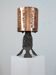 Brutalist table lamp made of hand-forged metal, vintage from the 1950s.