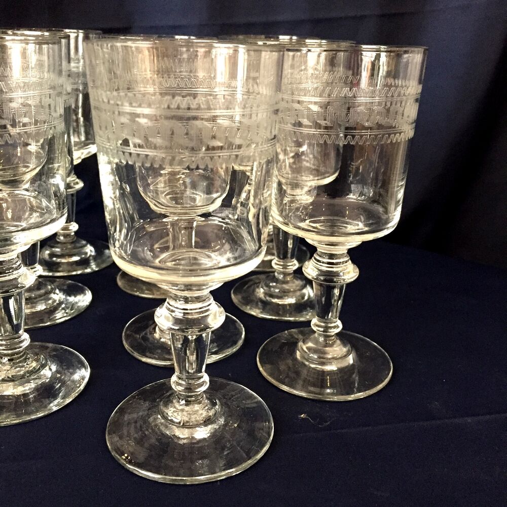 Suite of 11 glasses with liquor or port glass louis philippe