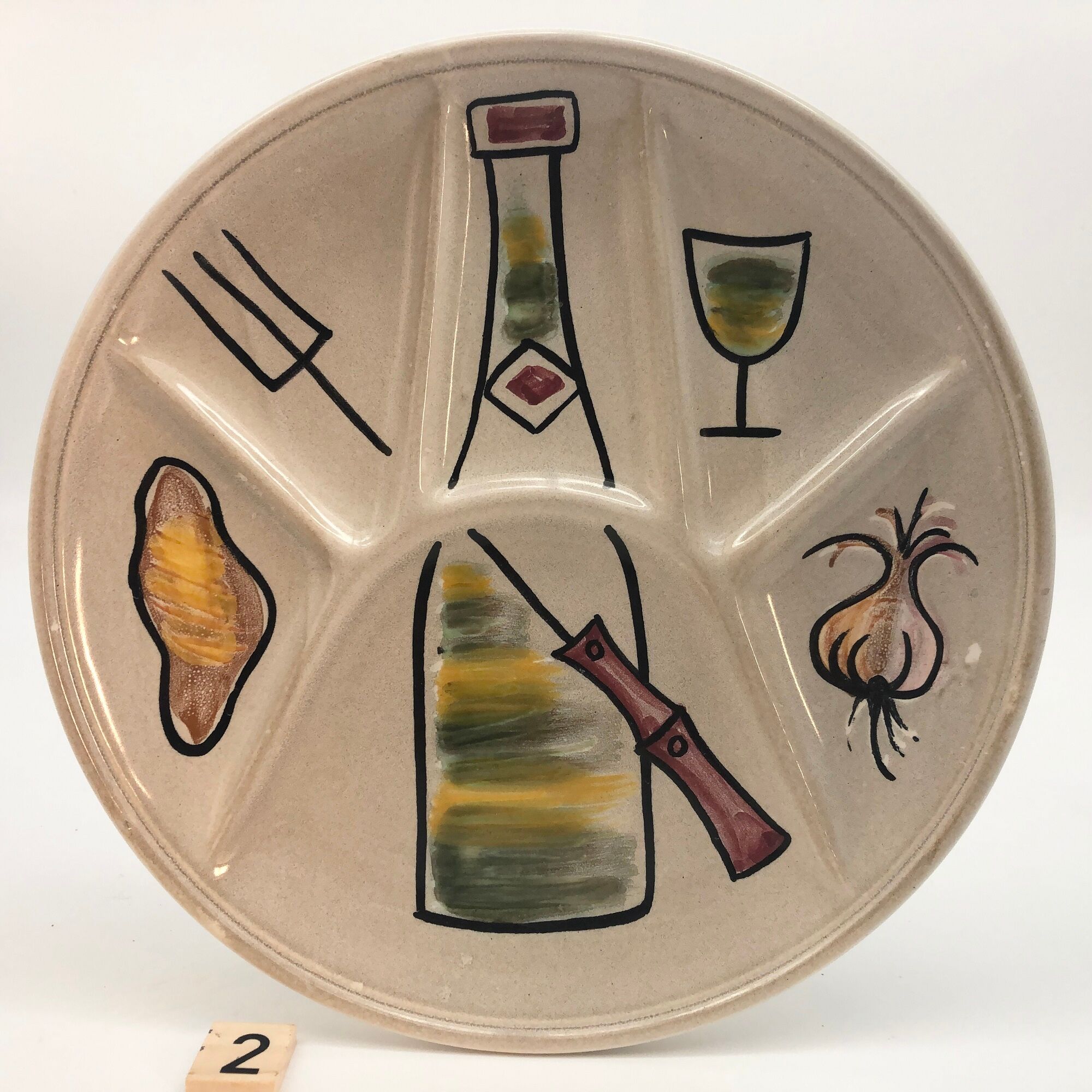 6 hand-decorated burgundian fondue plates in ceramic