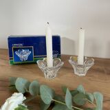 Lot of crystal flower candle holders.