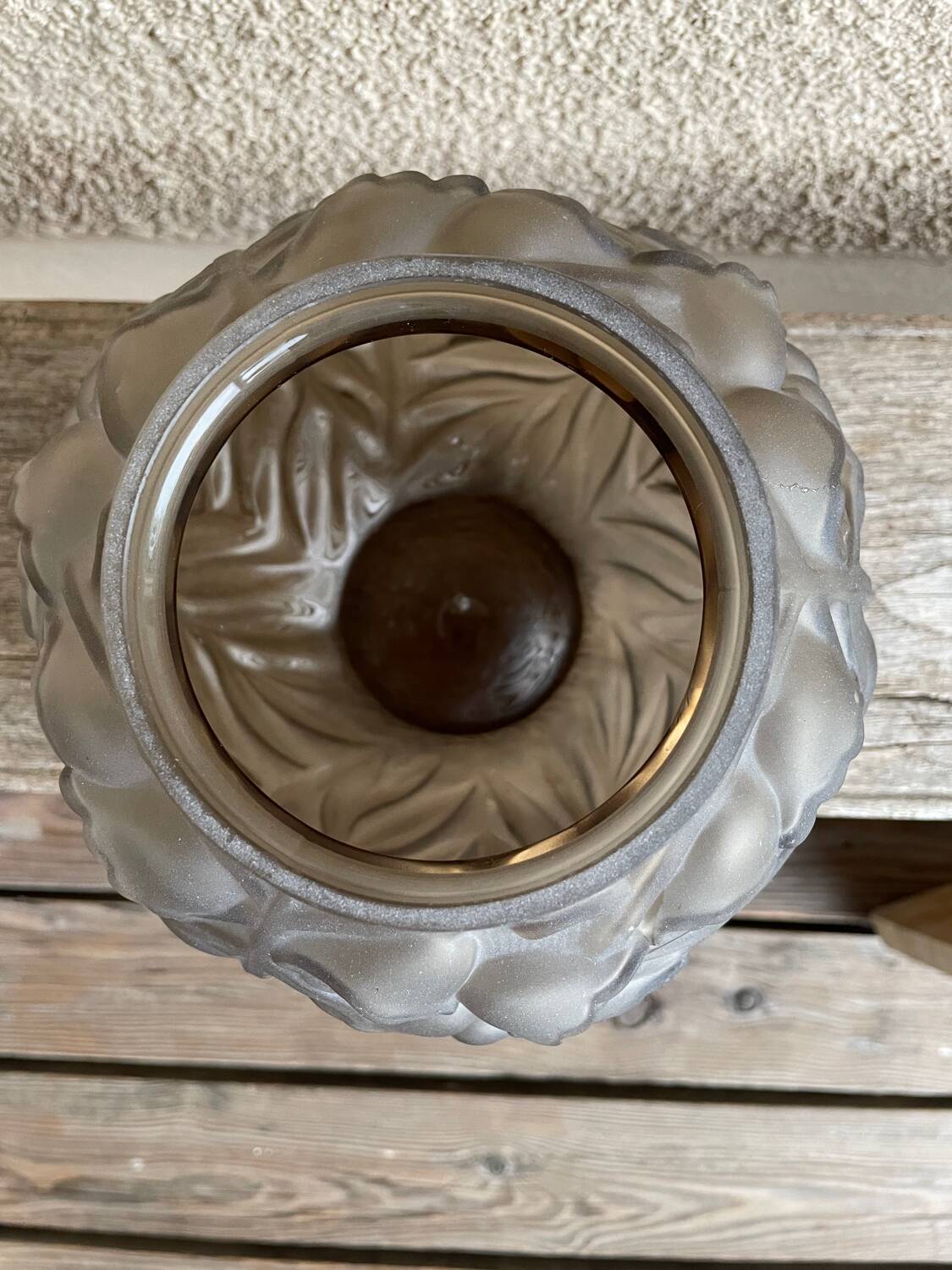 Art Deco frosted glass ball vase.