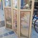 Paravent ou écran en bois peint et toile peinte