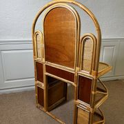 Bamboo and rattan vanity / dressing table with drawer and mirror, 1970s mid-century modern