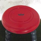 Vintage French Childs Hand Made Wood Stool 3 Legs Painted Blue & Red 4123