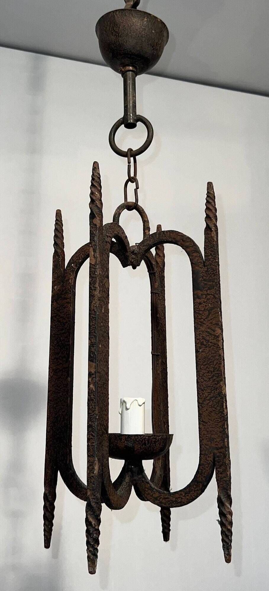 Suspension en fer forgé, travail français, circa 1950