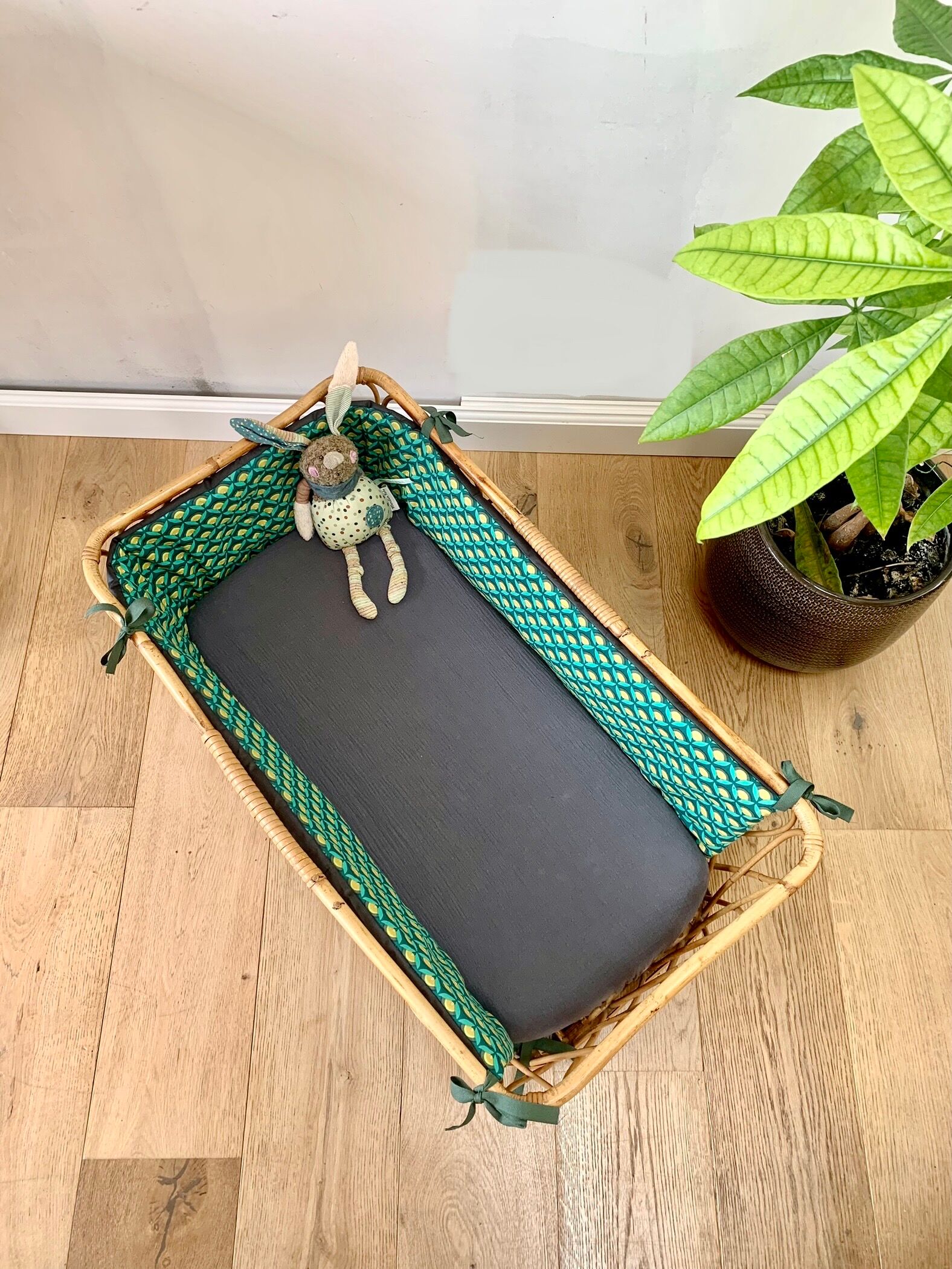 Vintage rattan bassinet