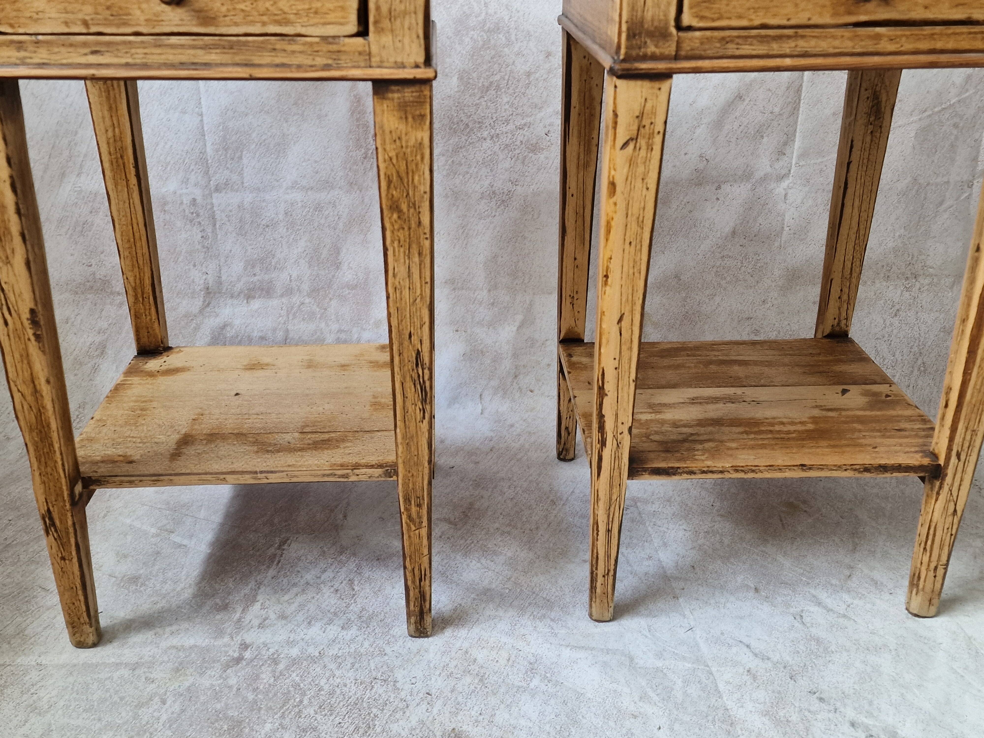 Pair of light wood bedside tables