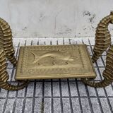 Gilt metal Seahorse coffee table with smoked glass