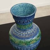 Vase par Aldo Londi pour Bitossi XXe fond bleu