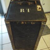 Leather travel trunk