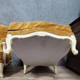 Pair of Louis XV style Bérgères in lacquered wood, 19th century