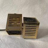 Old spot lamp, square, golden, to table, Aric cubes 70s