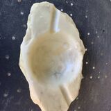 Large marble ashtray, white, beige, gray veins, vintage stone