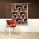 Tapestry wall hanging with sailing boats motif on bamboo rod, Italy 1940s