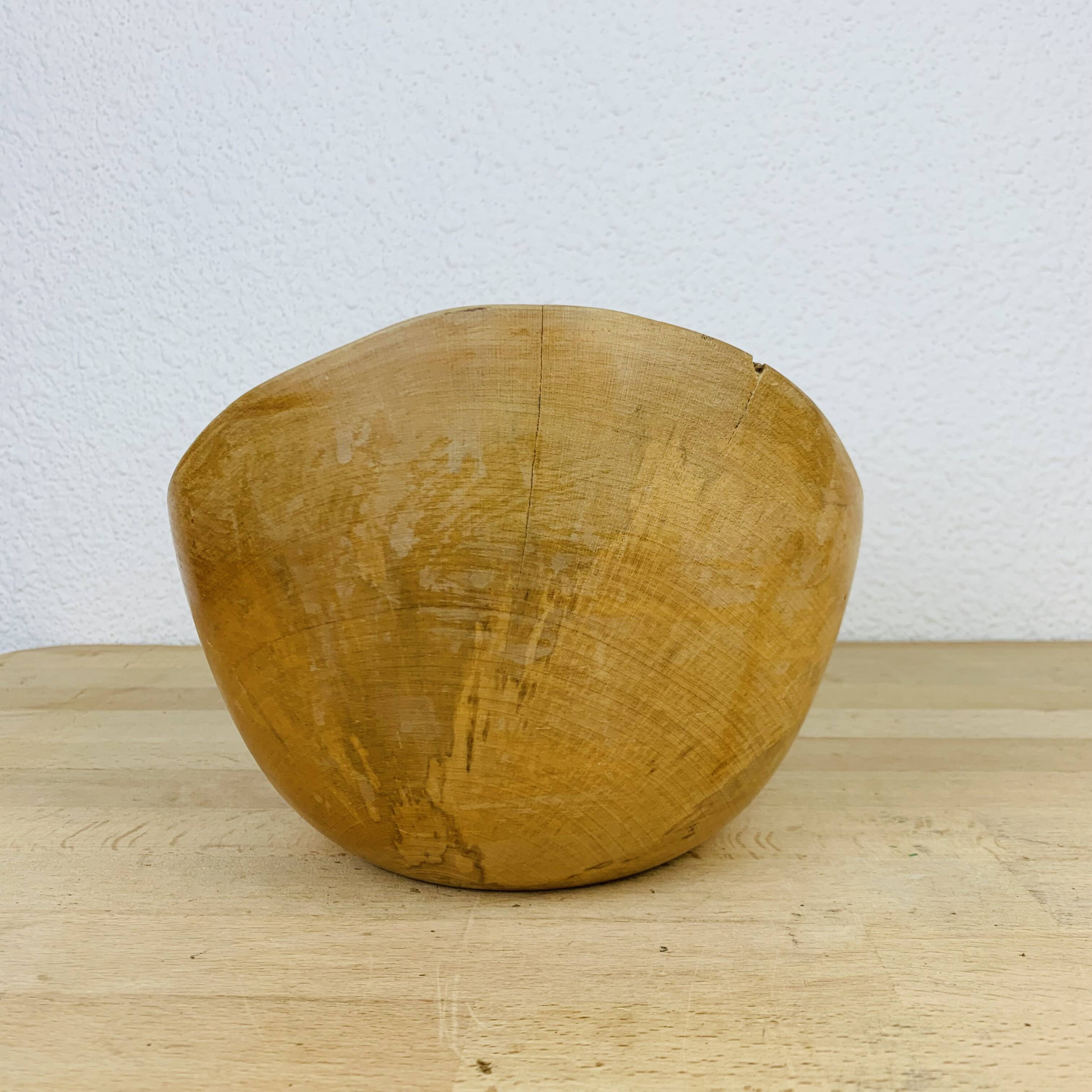 Vintage brutalist wooden cup, pocket tray