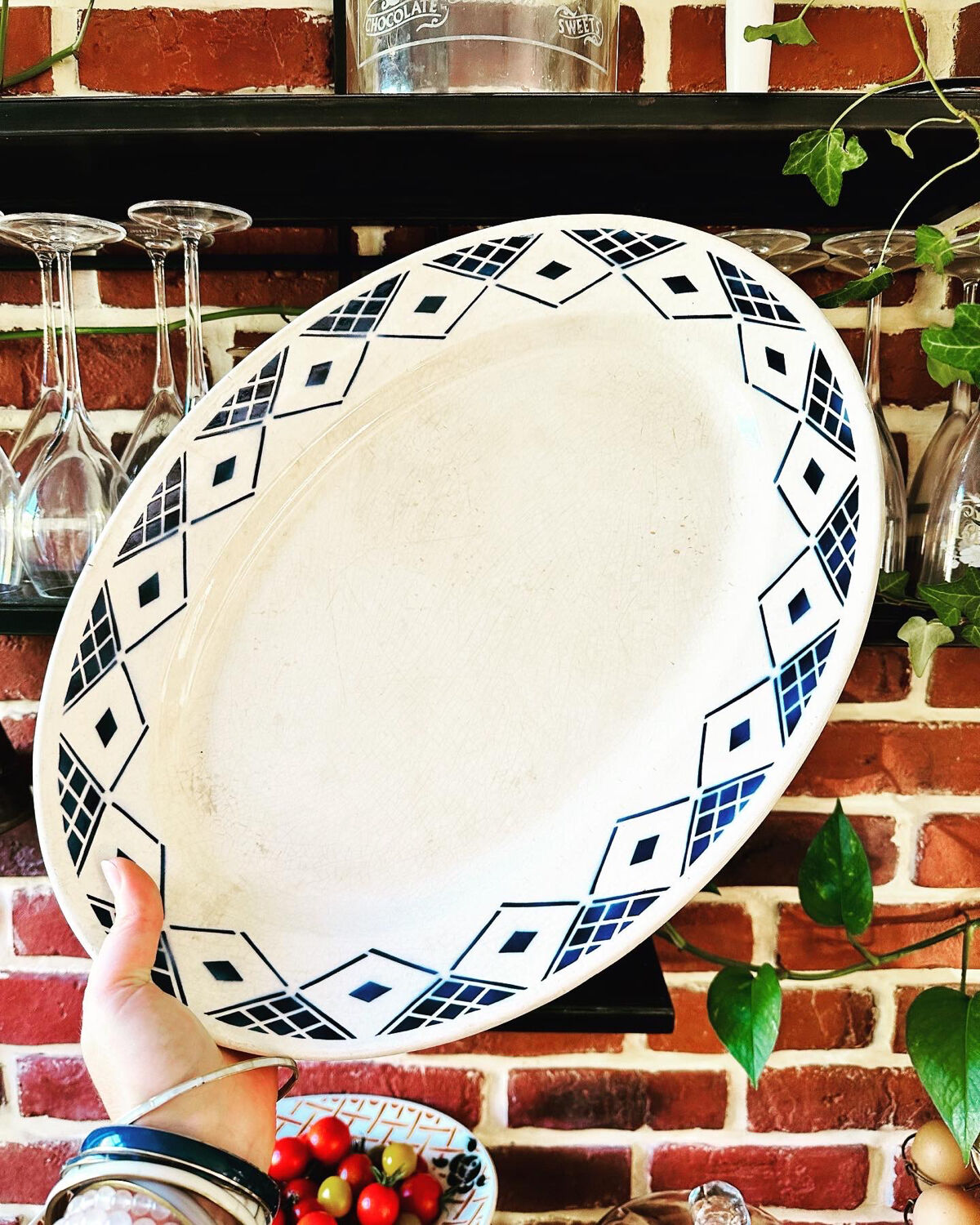 Plat vaiselle vintage Terre de Fer Longchamp