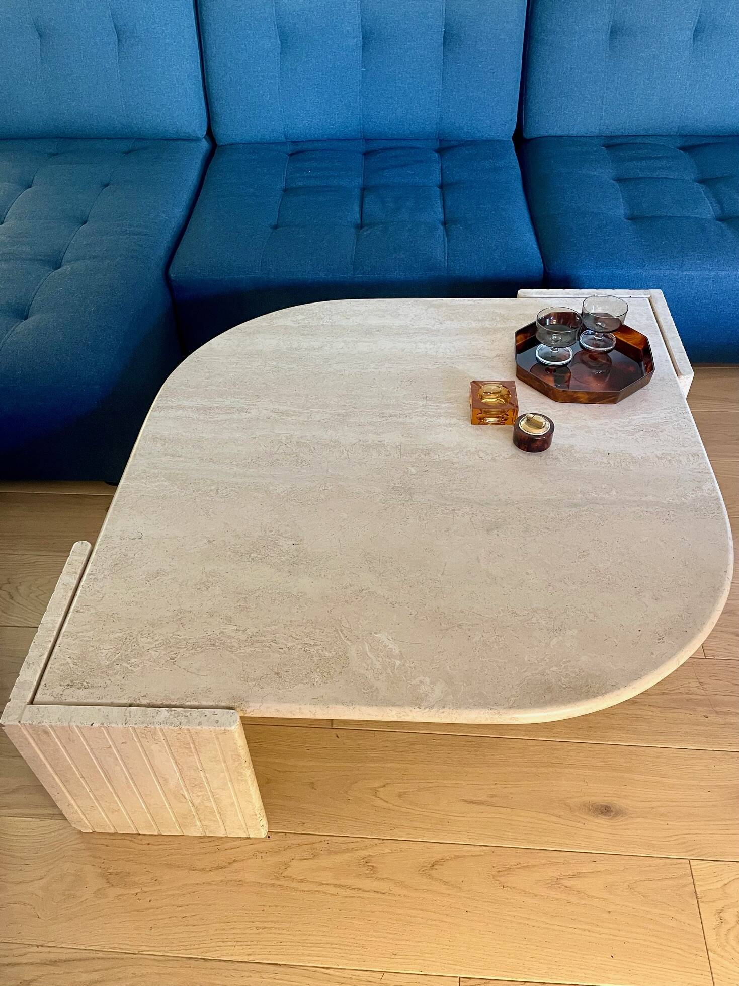 Roche Bobois “eye” travertine table