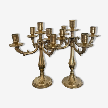 Paire de chandeliers branchés laiton 5 bougies