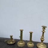 Set of gold-plated brass candlesticks