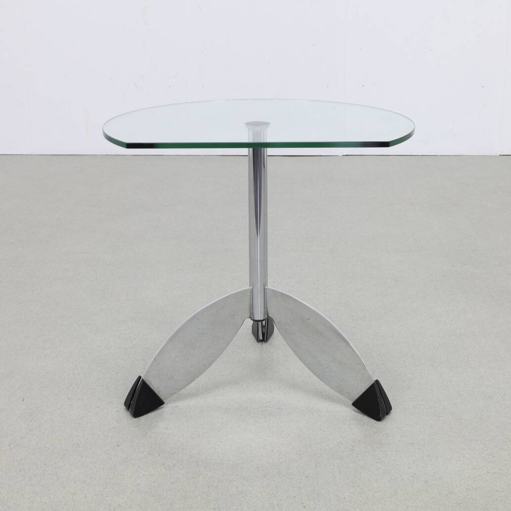 Table d'appoint postmoderne en chrome et verre, années 1980