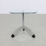 Postmodern Side Table Chrome & Glass, 1980s