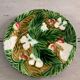 Set of 2 strawberry plates Majolica Barbotine