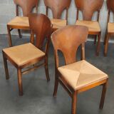 Suite of 6 Art Deco solid oak chairs