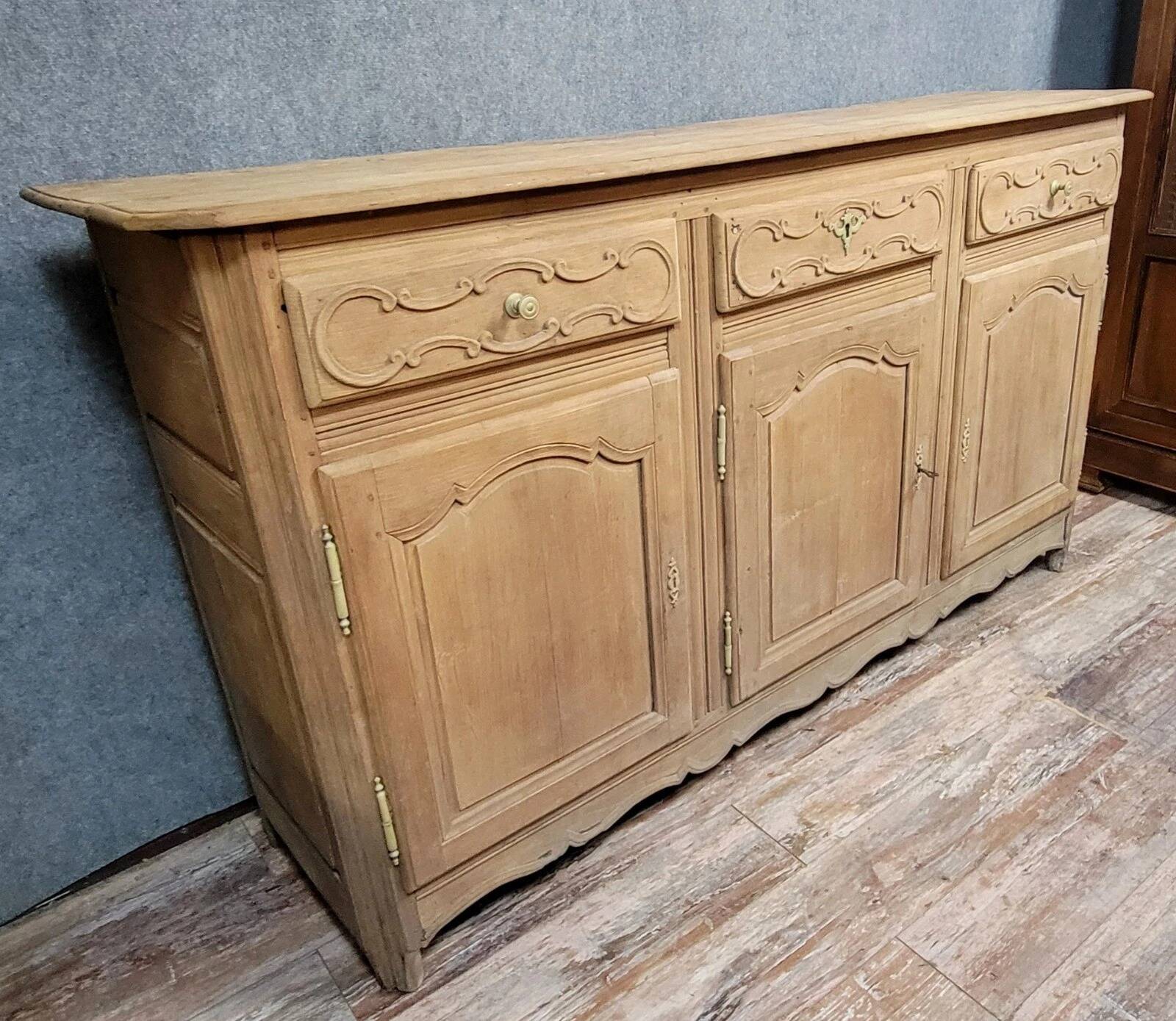 Louis XV period sideboard in solid wood with an air-abrasive finish