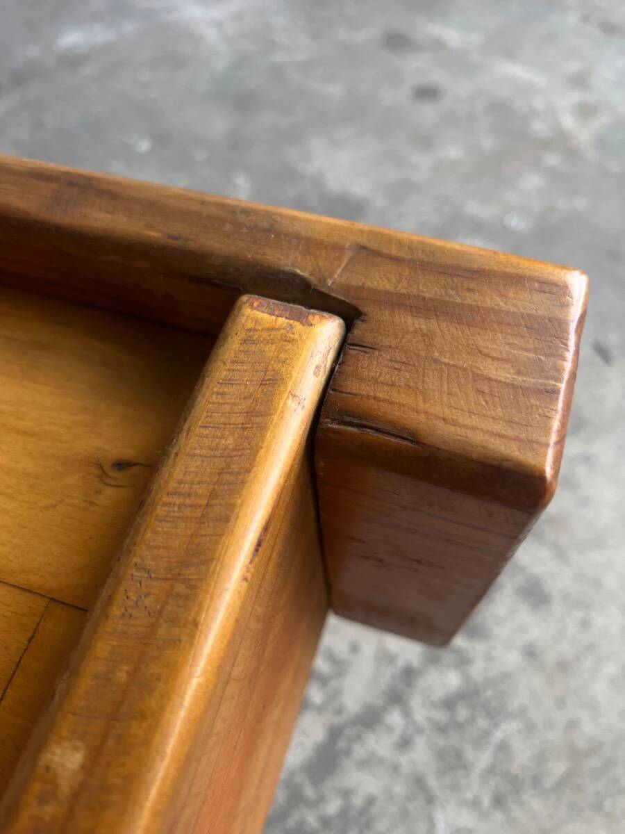 1970s Brutalist Danish Side Table in Solid Pine — Light Brown Natural Wood, Low Rectangular