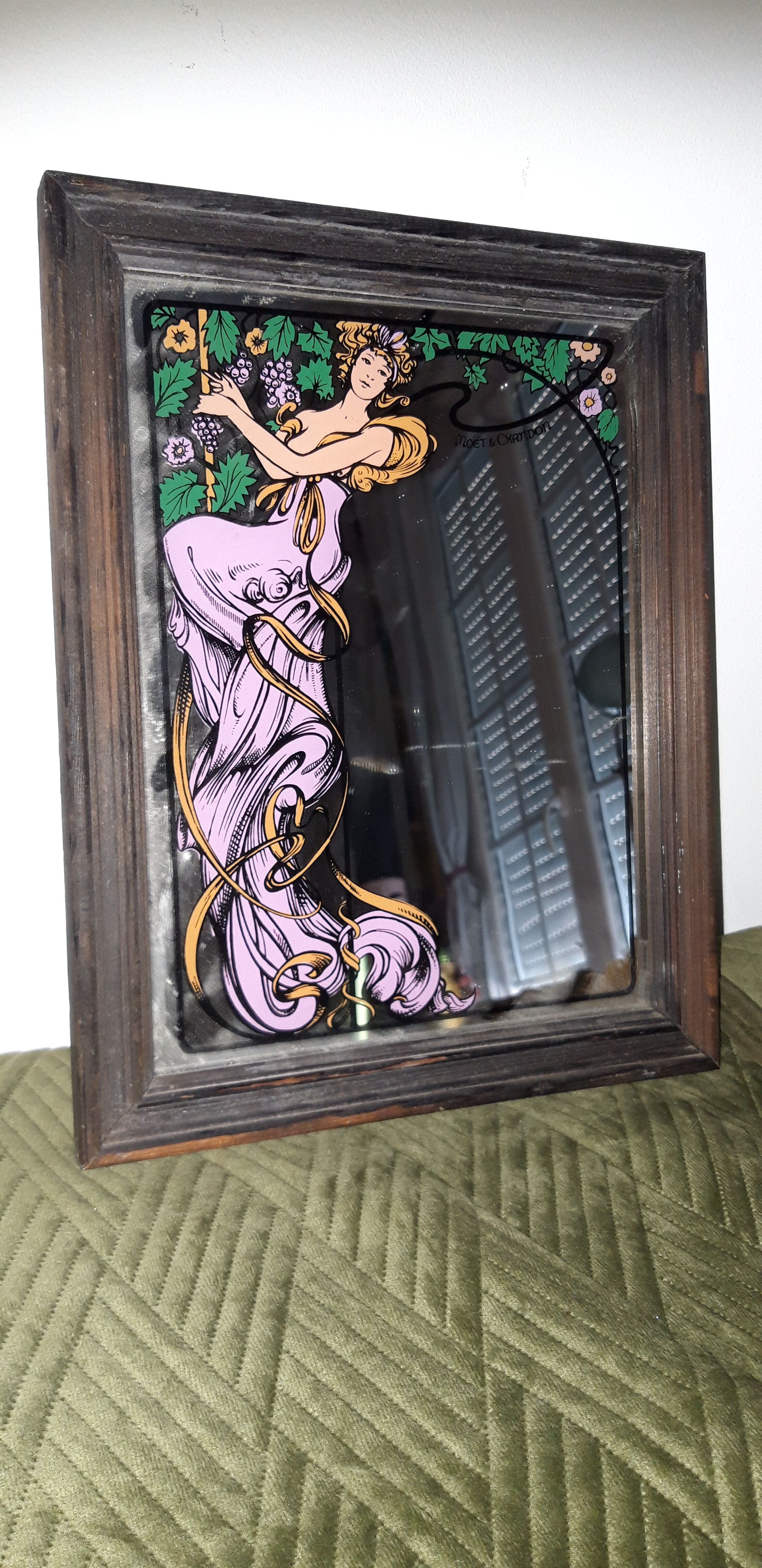 Vintage screen-printed advertising mirror