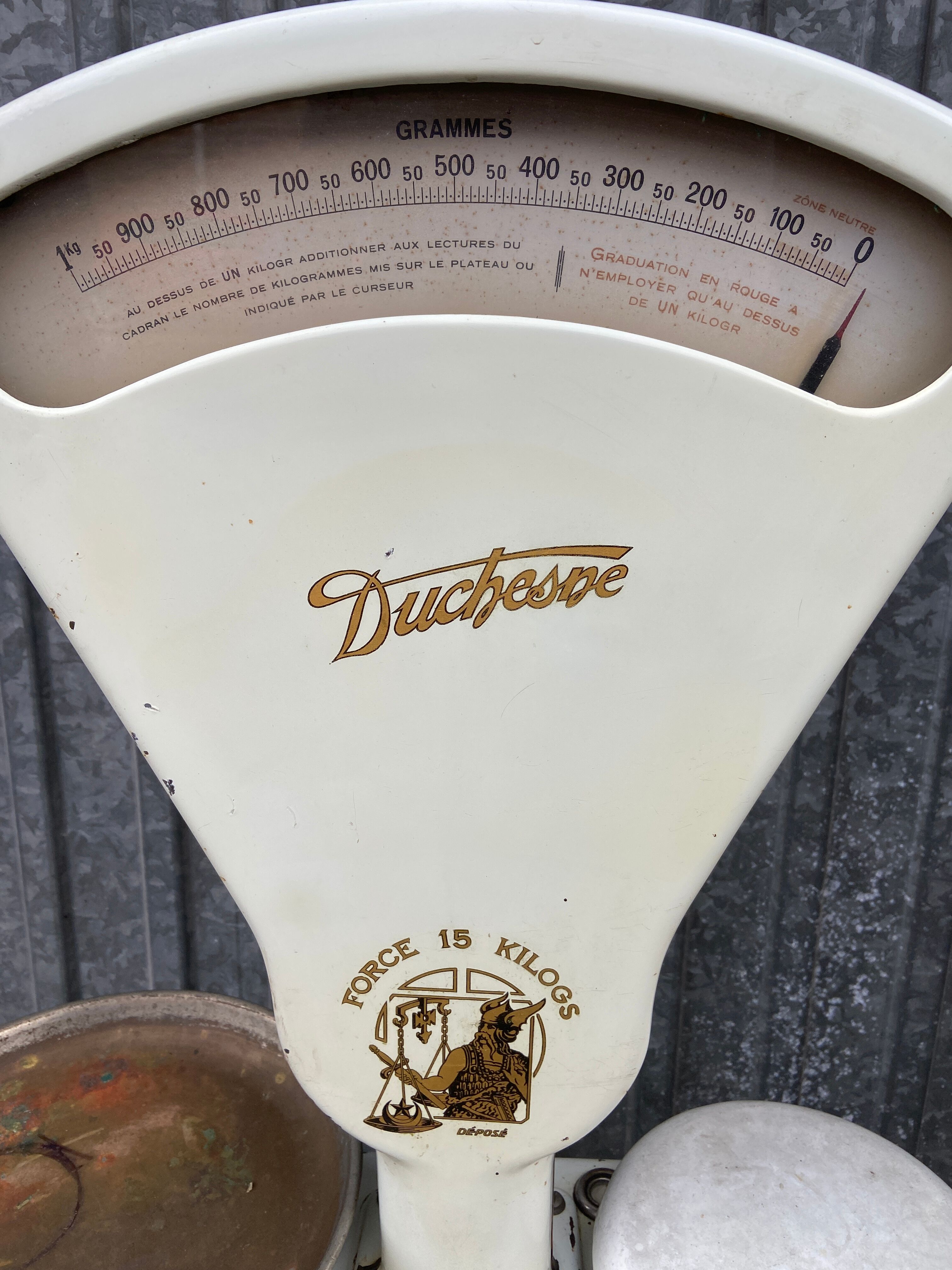 large grocer's scale Old Duchesne Vintage 1950