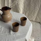 Set of 10 small stoneware mugs from Digoin.