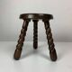 Pair of 2 midcentury brutalist modernist wood turned stools, ca 1950s