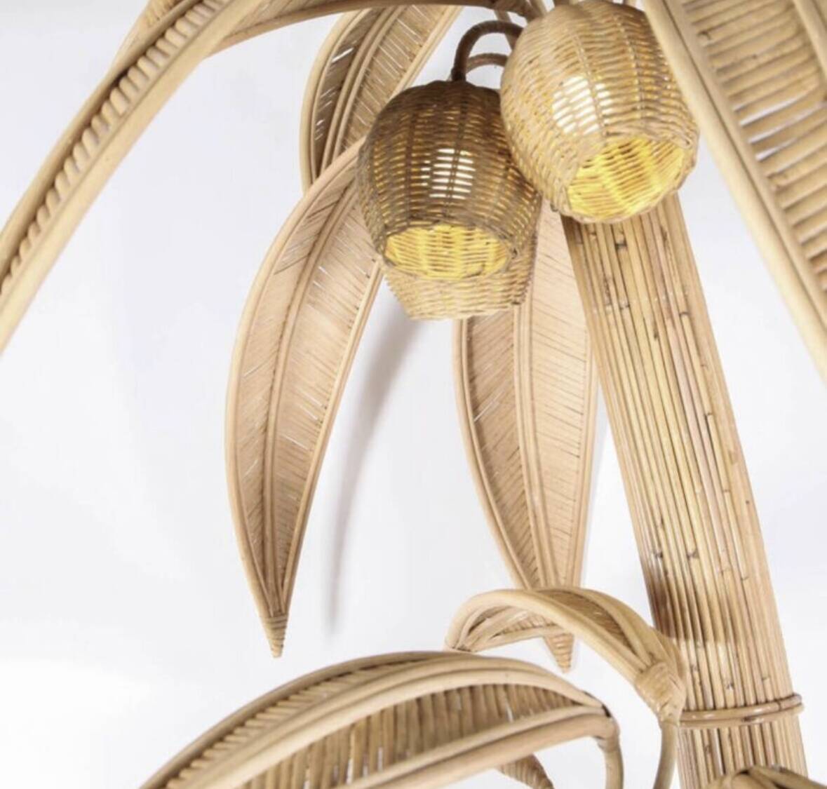 Large rattan “coconut/palm tree” floor lamp