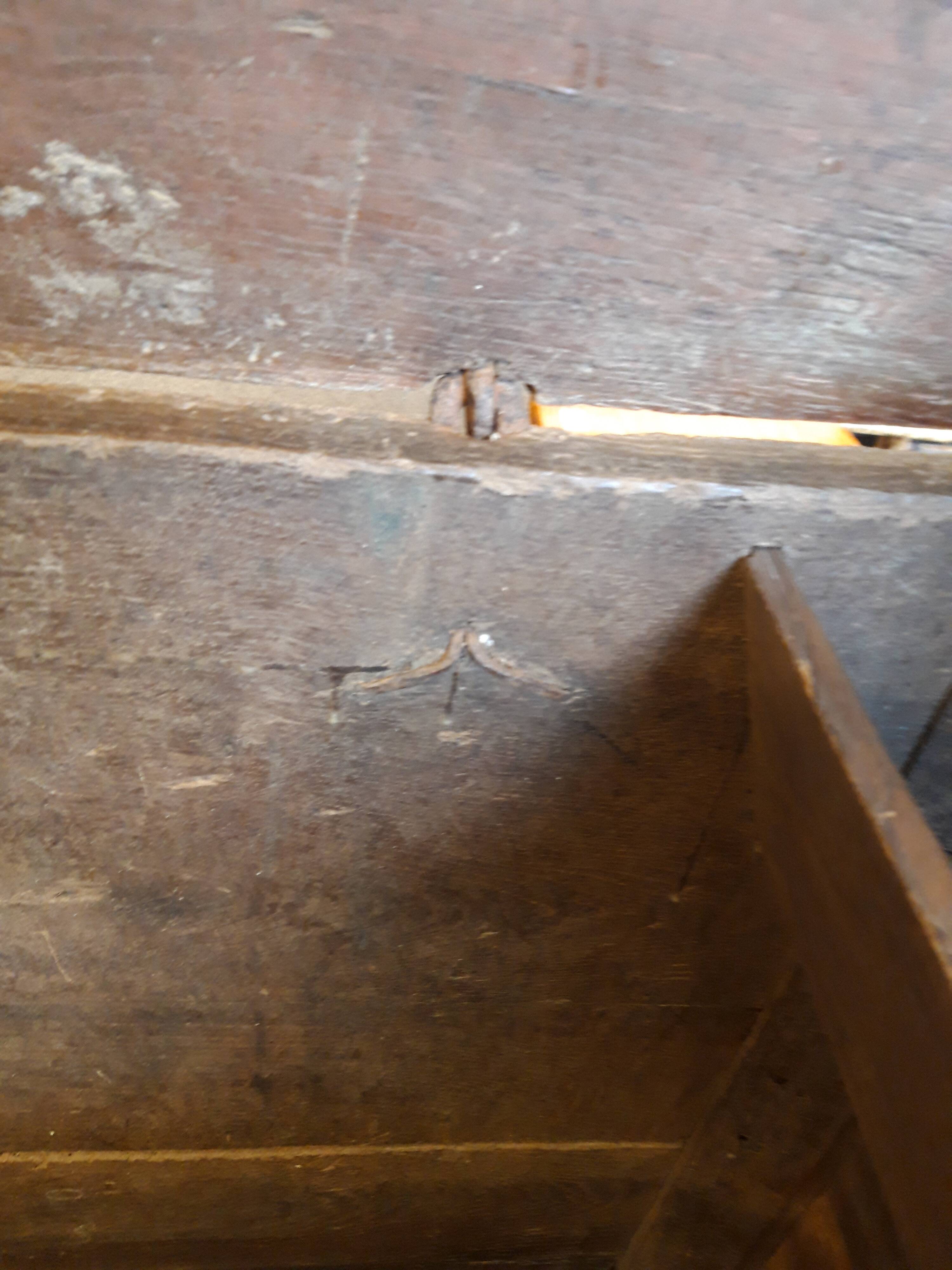 Rustic chest symbols in marquetry