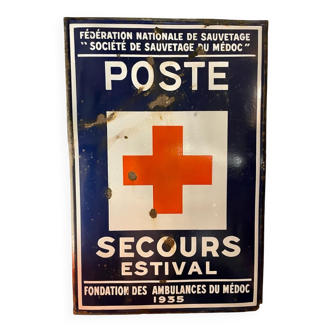 Plaque émaillée « Poste de secours »