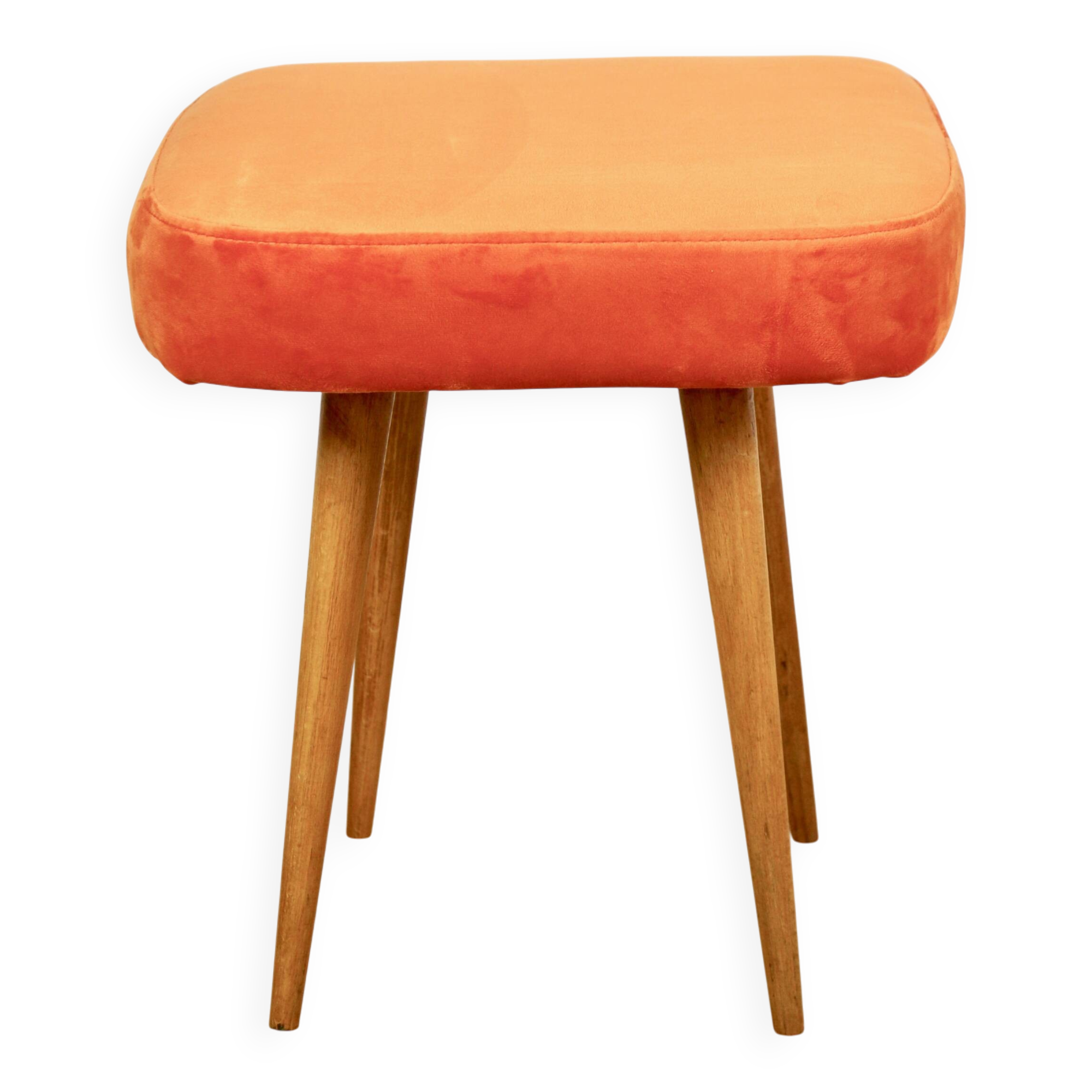 Orange square stool Vintage PRL 1970s