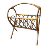 Vintage rattan magazine rack